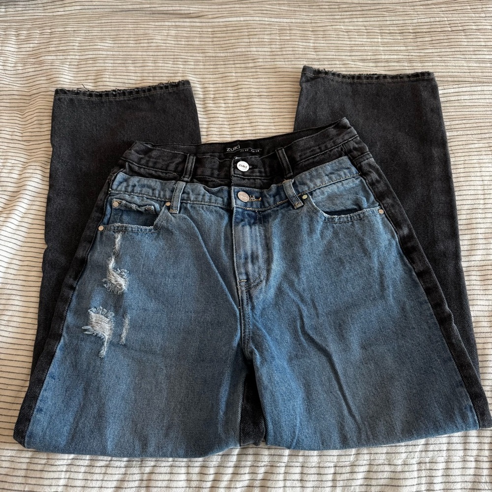 Two-Tone Distressed Jeans